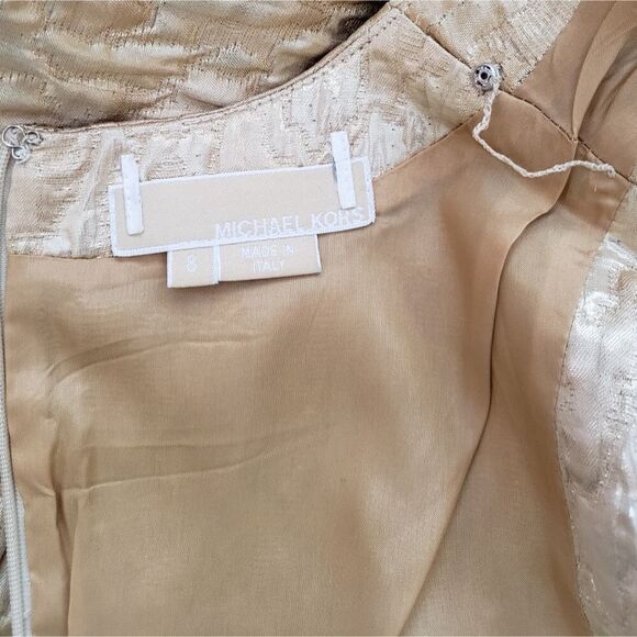 Rare! Michael Kors Runway Metallic Embellished Neckline Sleeveless Sheath Dress - Picture 8 of 13